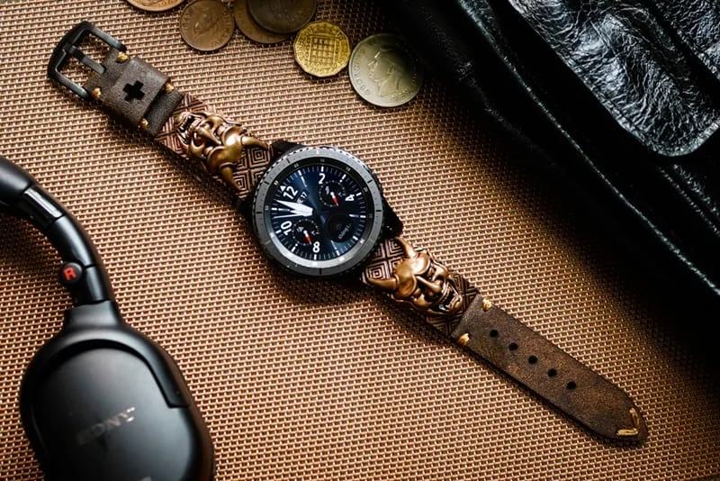 Hanya Pink Bronze Pendants Cuff Strap for Samsung Galaxy Watch, Watch 3, Active 1,2 Gear S2,S3/ Apple Watch , Panerai, Seiko , Rolex