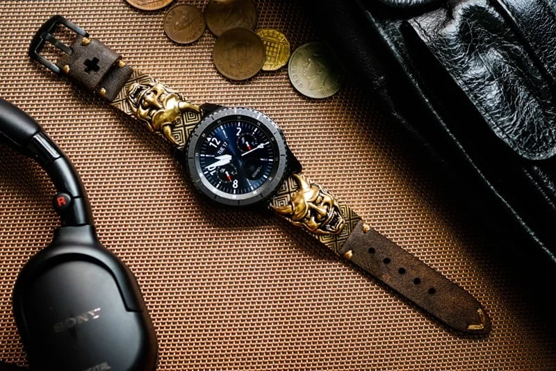 Hanya Yellow Bronze Pendants Cuff Strap for Samsung Galaxy Watch, Watch 3, Active 1,2 Gear S2,S3/ Apple Watch , Panerai, Seiko , Rolex