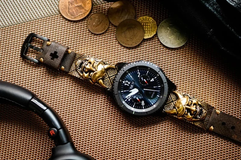 Hanya Yellow Bronze Pendants Cuff Strap for Samsung Galaxy Watch, Watch 3, Active 1,2 Gear S2,S3/ Apple Watch , Panerai, Seiko , Rolex – image 3