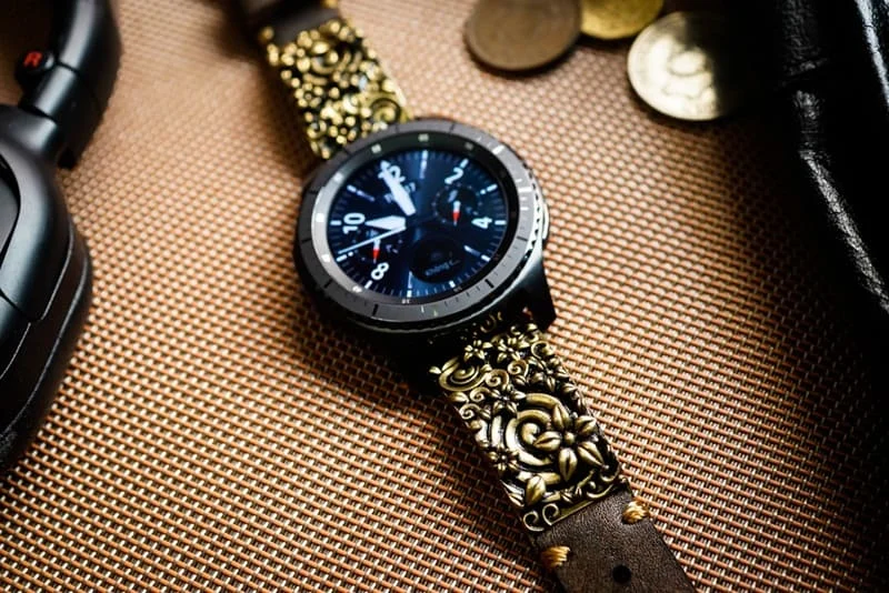Sakura Blossom Yellow Bronze Pendants Cuff Strap for Samsung Galaxy Watch, Watch 3, Active 1,2 Gear S2,S3/ Apple Watch , Panerai, Seiko , Rolex – image 2
