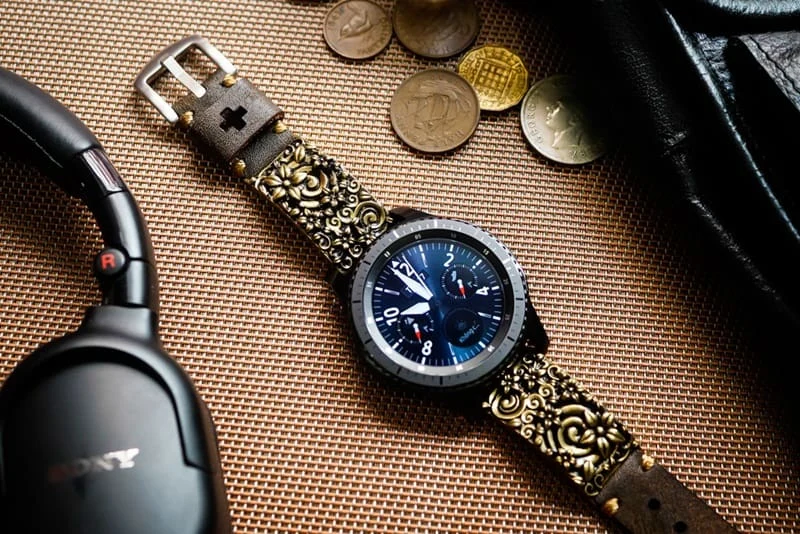 Sakura Blossom Yellow Bronze Pendants Cuff Strap for Samsung Galaxy Watch, Watch 3, Active 1,2 Gear S2,S3/ Apple Watch , Panerai, Seiko , Rolex – image 4