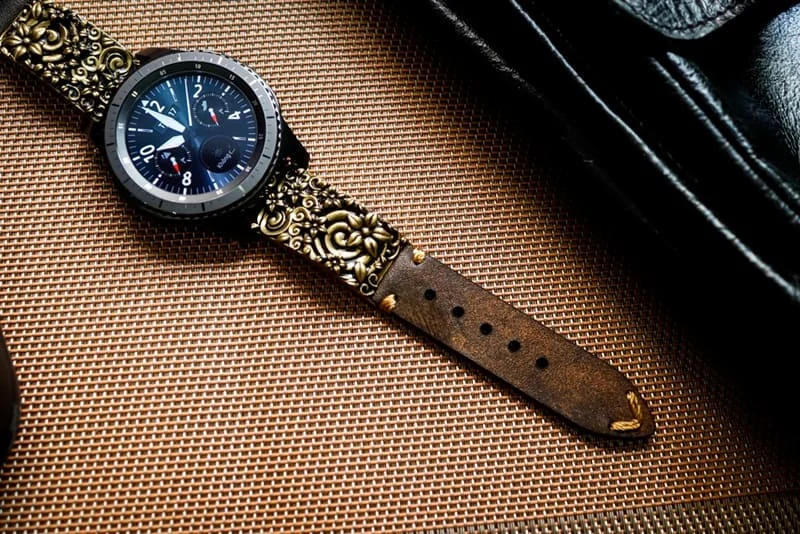 Sakura Blossom Yellow Bronze Pendants Cuff Strap for Samsung Galaxy Watch, Watch 3, Active 1,2 Gear S2,S3/ Apple Watch , Panerai, Seiko , Rolex – image 5