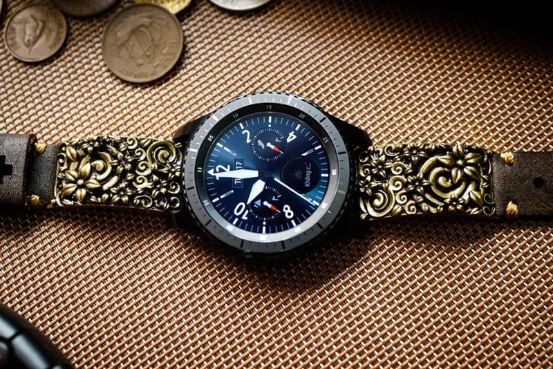 Sakura Blossom Yellow Bronze Pendants Cuff Strap for Samsung Galaxy Watch, Watch 3, Active 1,2 Gear S2,S3/ Apple Watch , Panerai, Seiko , Rolex – image 7
