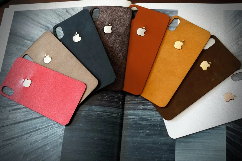 Aufkleber aus echtem Kalbsleder für iPhone X Nr4, kompatibel mit iPhone 8/7/6/5 Plus, inkl. Apple-Logo aus Sterlingsilber 925 – Bild 7