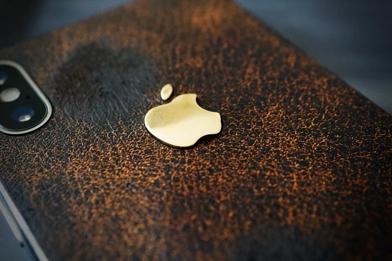 Aufkleber aus echtem Kalbsleder für iPhone X Nr123, kompatibel mit iPhone 8/7/6/5 Plus, inkl. Apple-Logo aus Sterlingsilber 925 – Bild 5