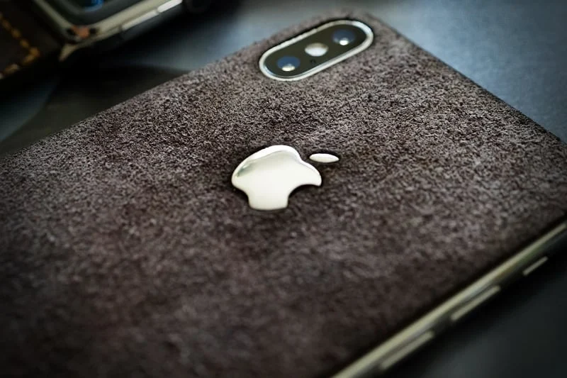 Aufkleber aus echtem Kalbsleder für iPhone X DLX, kompatibel mit iPhone 8/7/6/5 Plus, inkl. Apple-Logo aus Sterlingsilber 925 – Bild 4
