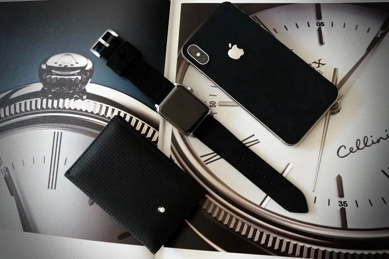 Aufkleber aus echtem Kalbsleder für iPhone X Nr123, kompatibel mit iPhone 8/7/6/5 Plus, inkl. Apple-Logo aus Sterlingsilber 925