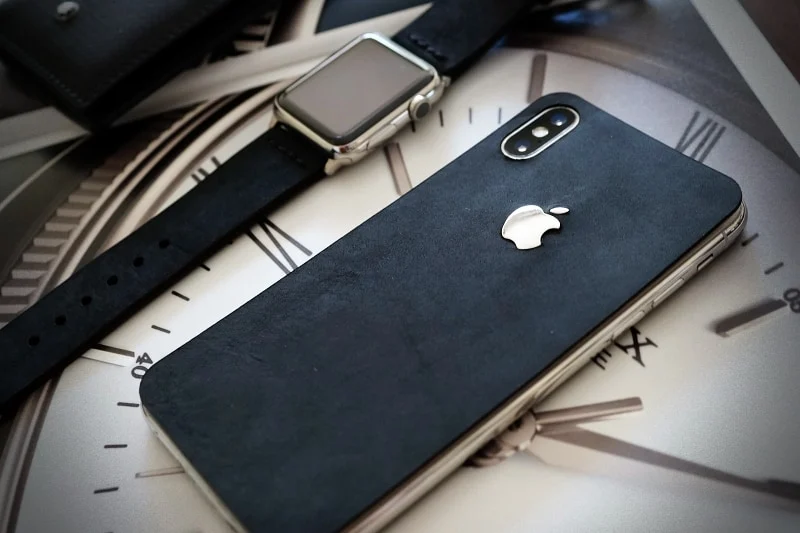Aufkleber aus echtem Kalbsleder für iPhone X Nr123, kompatibel mit iPhone 8/7/6/5 Plus, inkl. Apple-Logo aus Sterlingsilber 925 – Bild 7