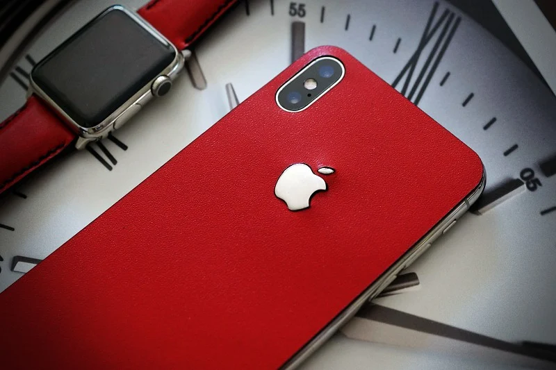 Combo Strap for Apple Wach 1234 + iPhone X,Xs,Xs Max RED Genuine Calf skin case – image 3
