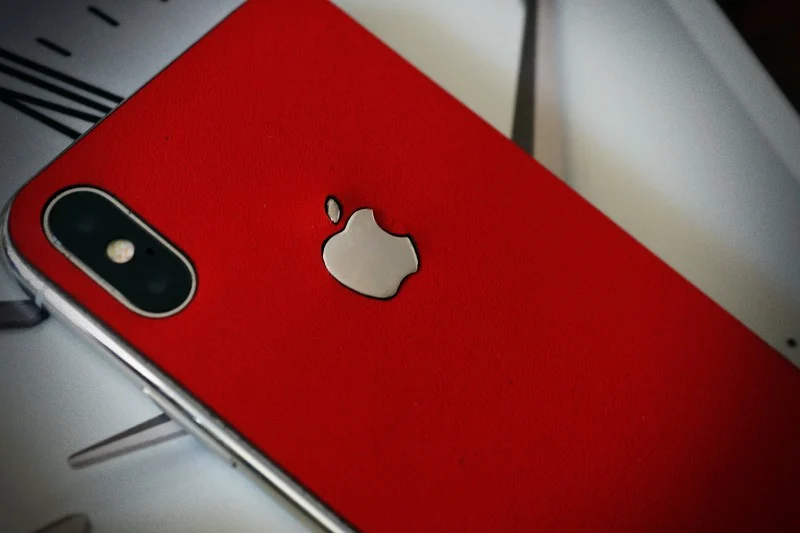 Aufkleber aus echtem Kalbsleder für iPhone X NrRED, kompatibel mit iPhone 8/7/6/5 Plus, inkl. Apple-Logo aus Sterlingsilber 925 – Bild 5