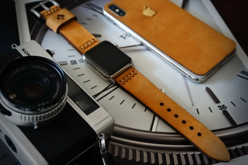 Aufkleber aus echtem Kalbsleder für iPhone X Nr4, kompatibel mit iPhone 8/7/6/5 Plus, inkl. Apple-Logo aus Sterlingsilber 925 – Bild 4
