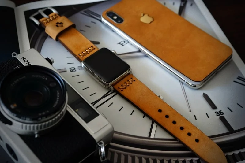 Combo Strap for Apple Wach 1234 + iPhone X,Xs,Xs Max Nr4 Genuine Calf skin case – image 3