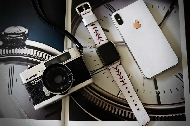 Aufkleber aus echtem Kalbsleder für iPhone X Weiß, kompatibel mit iPhone 8/7/6/5 Plus, inkl. Apple-Logo aus Sterlingsilber 925