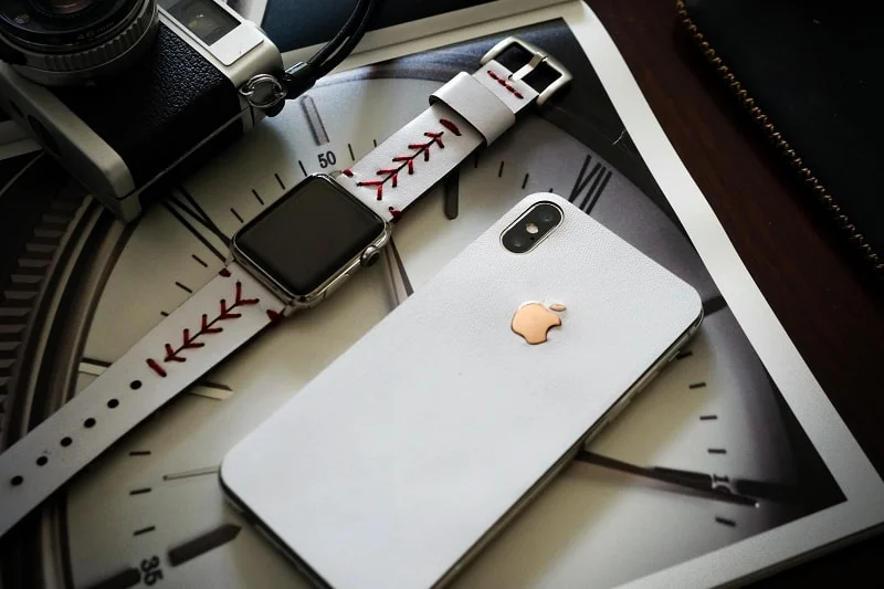 Aufkleber aus echtem Kalbsleder für iPhone X Weiß, kompatibel mit iPhone 8/7/6/5 Plus, inkl. Apple-Logo aus Sterlingsilber 925 – Bild 3