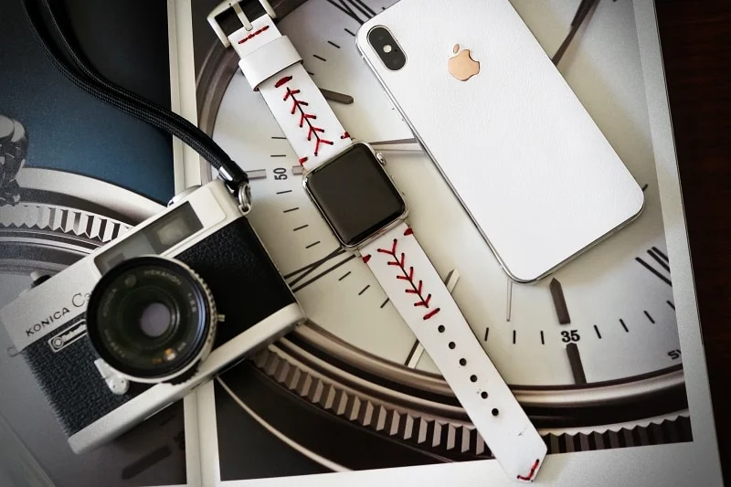Aufkleber aus echtem Kalbsleder für iPhone X Weiß, kompatibel mit iPhone 8/7/6/5 Plus, inkl. Apple-Logo aus Sterlingsilber 925 – Bild 5