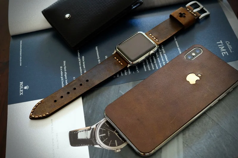 Combo Strap for Apple Wach 1234 + iPhone X,Xs,Xs Max Nr5 Genuine Calf skin case – image 6
