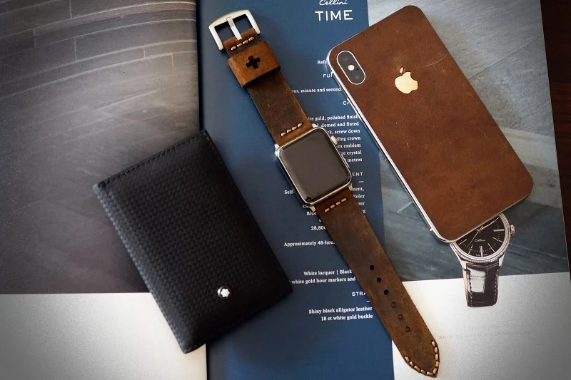 Combo Strap for Apple Wach 1234 + iPhone X,Xs,Xs Max Nr5 Genuine Calf skin case – image 7