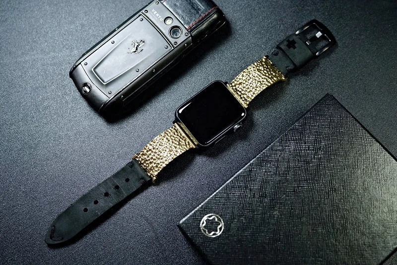 Hammered Yellow Bronze Pendants Strap ( 2pieces) for Panerai or Apple Watch 1 2 3 4 5 6 SE.