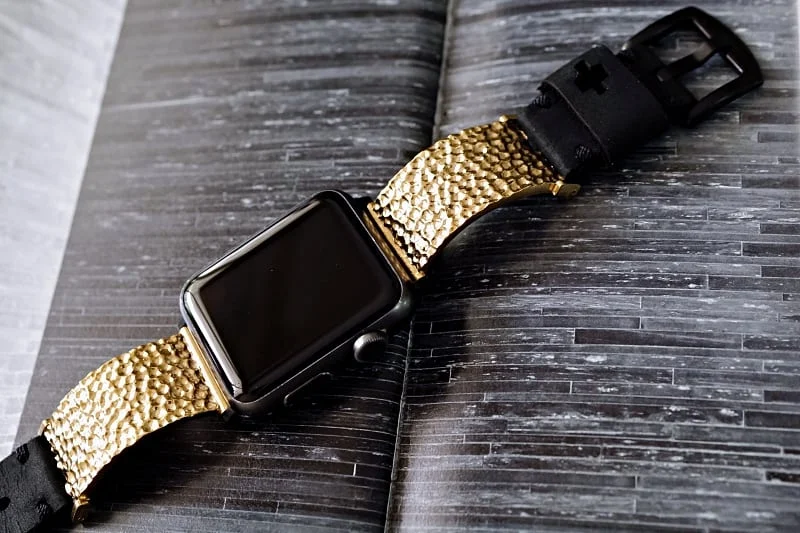 Hammered Yellow Bronze Pendants Strap ( 2pieces) for Panerai or Apple Watch 1 2 3 4 5 6 SE. – image 6