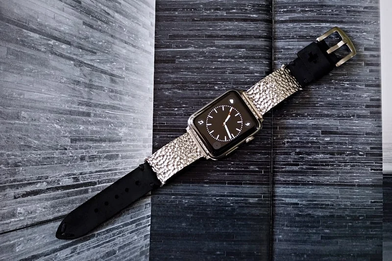 Hammered Silver 925 Plated Pendants Strap ( 2pieces) for Panerai or Apple Watch 1 2 3 4 5 6 SE.