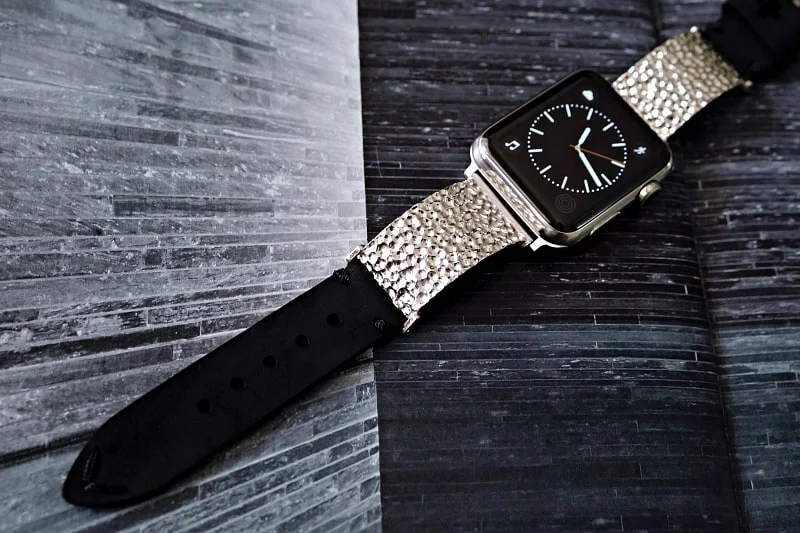 Hammered Sterling Silver 925 Pendants Strap ( 2pieces) for Panerai or Apple Watch 1 2 3 4 5 6. – image 3