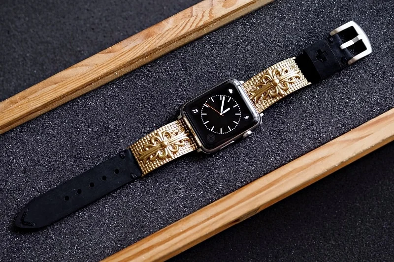 Heaven Flower Yellow Bronze Pendants Strap ( 2pieces) for Panerai or Apple Watch 1 2 3 4 5 6 SE .