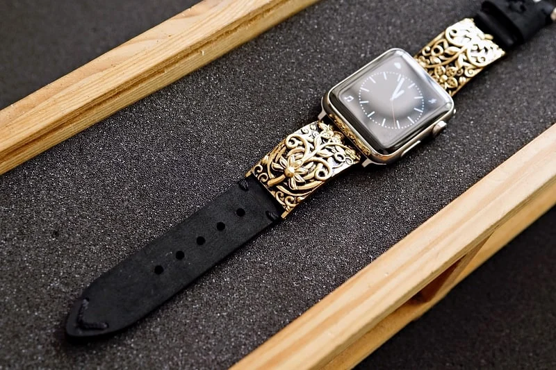 Apricot Flower Yellow Bronze Pendants Strap ( 2pieces) for Panerai or Apple Watch 1 2 3 4 5 6 SE. – image 3
