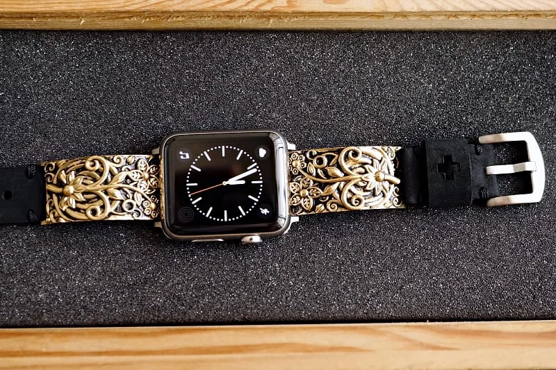 Apricot Flower Yellow Bronze Pendants Strap ( 2pieces) for Panerai or Apple Watch 1 2 3 4 5 6 SE. – image 4