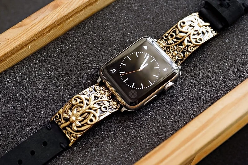 Apricot Flower Yellow Bronze Pendants Strap ( 2pieces) for Panerai or Apple Watch 1 2 3 4 5 6 SE. – image 5