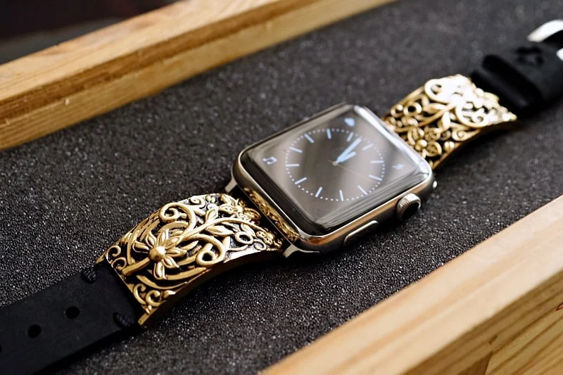 Apricot Flower Yellow Bronze Pendants Strap ( 2pieces) for Panerai or Apple Watch 1 2 3 4 5 6 SE. – image 6