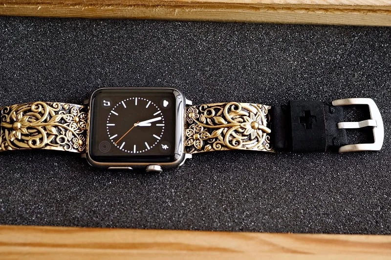 Apricot Flower Yellow Bronze Pendants Strap ( 2pieces) for Panerai or Apple Watch 1 2 3 4 5 6 SE. – image 7
