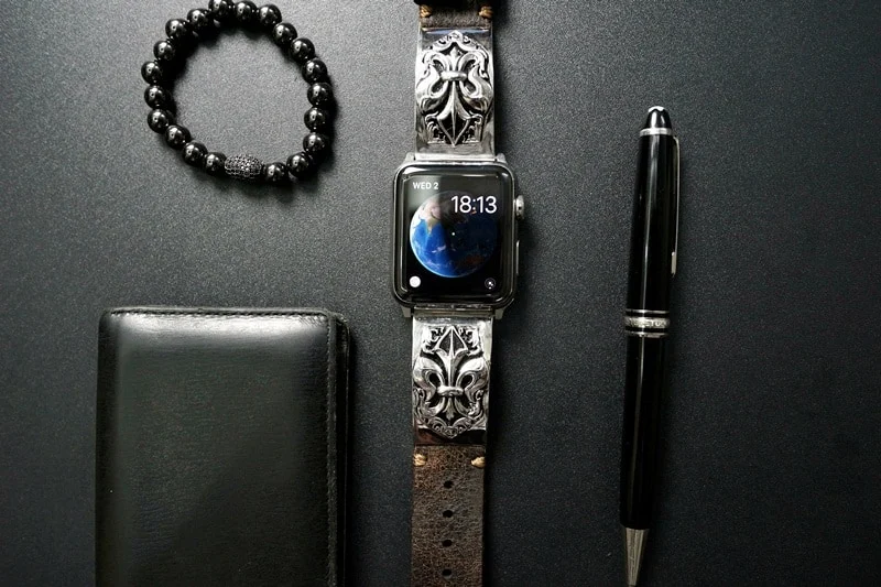 Fleur De Lis Silver Plated Pendants Strap ( 2pieces) for Panerai or Apple Watch 1 2 3