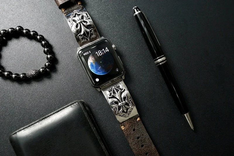 Fleur De Lis Sterling Silver 925 Pendants Strap ( 2pieces) for Panerai or Apple Watch 1 2 3 – image 5