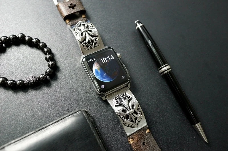 Fleur De Lis Sterling Silver 925 Pendants Strap ( 2pieces) for Panerai or Apple Watch 1 2 3 – image 7