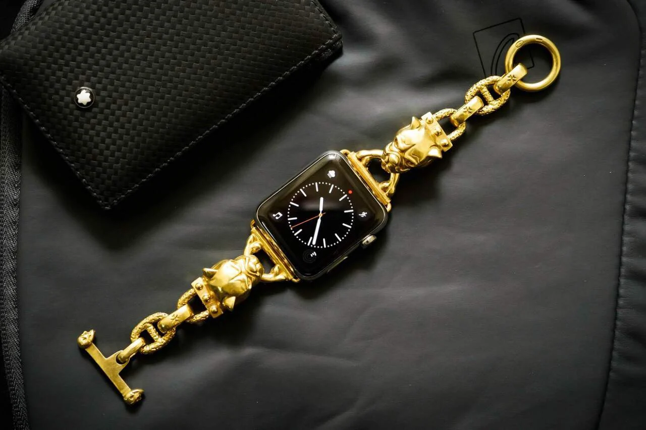 Yellow Bronze Bulldog Strap Bracelet Pendants Strap ( 2pieces) for Panerai, Seiko, Breitling or Apple Watch 1 2 3 4 5 6 SE. – image 5