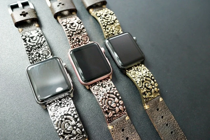 Sakura Cherry Blossom Pink Bronze Pendants Strap ( 2pieces) for Panerai or Apple Watch 1 2 3 4 5 6 SE. – image 5
