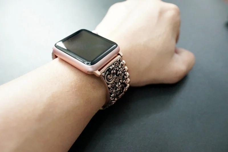 Sakura Cherry Blossom Pink Bronze Pendants Strap ( 2pieces) for Panerai or Apple Watch 1 2 3 4 5 6 SE. – image 7