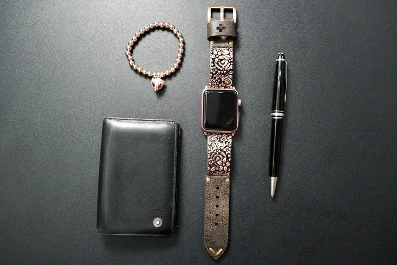 Sakura Cherry Blossom Pink Bronze Pendants Strap ( 2pieces) for Panerai or Apple Watch 1 2 3 4 5 6 SE. – image 3