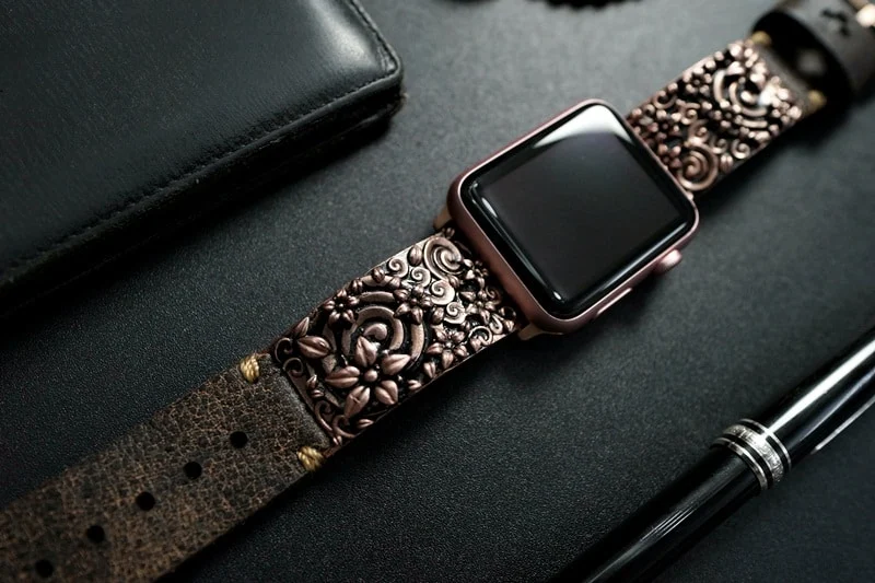 Sakura Cherry Blossom Pink Bronze Pendants Strap ( 2pieces) for Panerai or Apple Watch 1 2 3 4 5 6 SE. – image 4