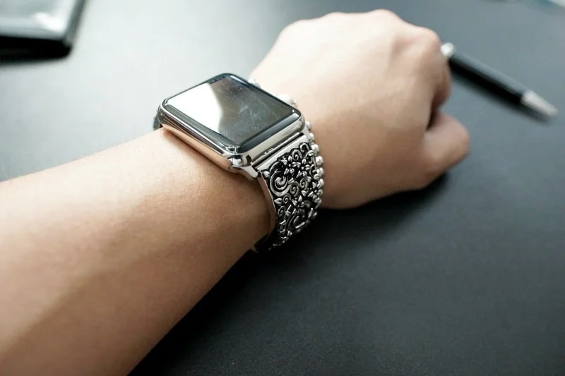 Sakura Cherry Blossom Silver Plated Pendants Apple Watch Strap Band ( 2pieces) for Panerai or Apple Watch Series 1,2,3,4,5,6,7,SE – image 5