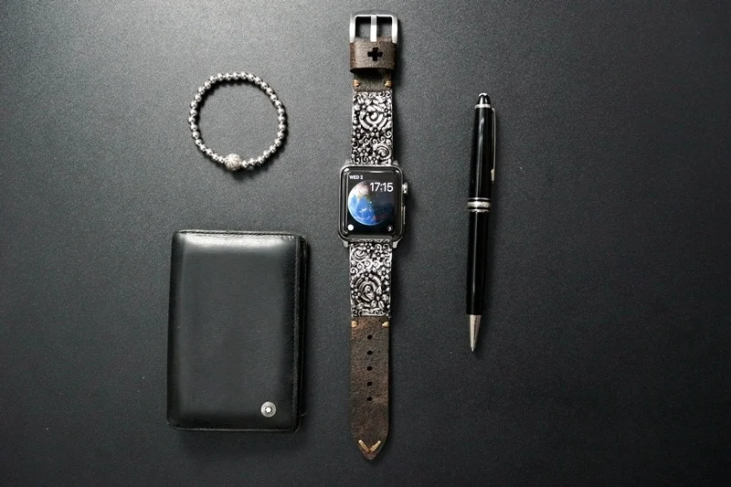 Sakura Cherry Blossom Silver Plated Pendants Apple Watch Strap Band ( 2pieces) for Panerai or Apple Watch Series 1,2,3,4,5,6,7,SE
