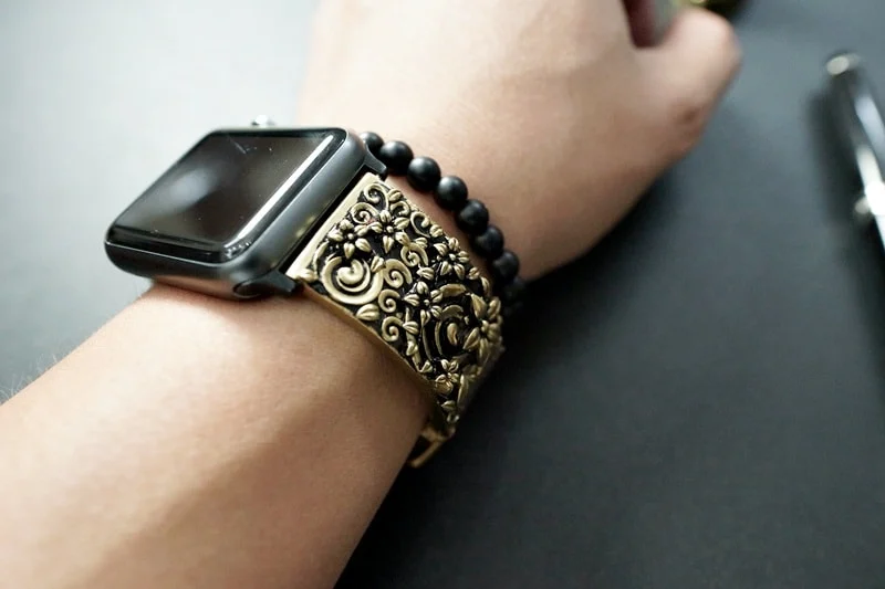 Sakura Cherry Blossom Yellow Bronze Pendants Apple Watch Strap Band ( 2pieces) for Panerai or Apple Watch Series 1,2,3,4,5,6,7,SE – image 7