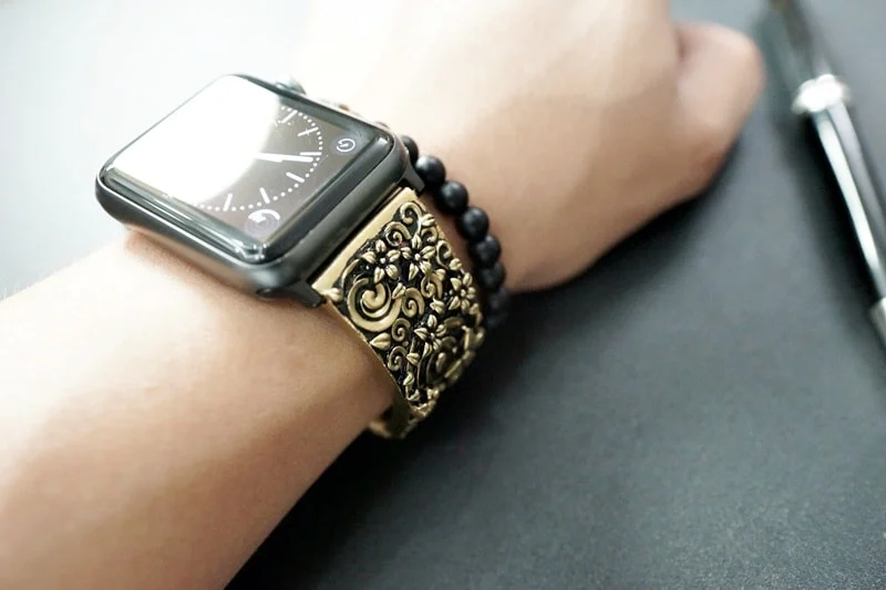 Sakura Cherry Blossom Yellow Bronze Pendants Apple Watch Strap Band ( 2pieces) for Panerai or Apple Watch Series 1,2,3,4,5,6,7,SE – image 4