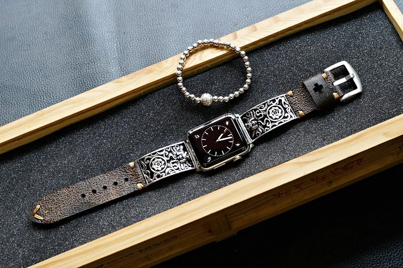 Samurai Sterlingsilber 925 Anhänger Apple-Watch-Armband ( 2-teilig) für Panerai oder Apple Watch Serie 1,2,3,4,5,6,7,SE – Bild 7