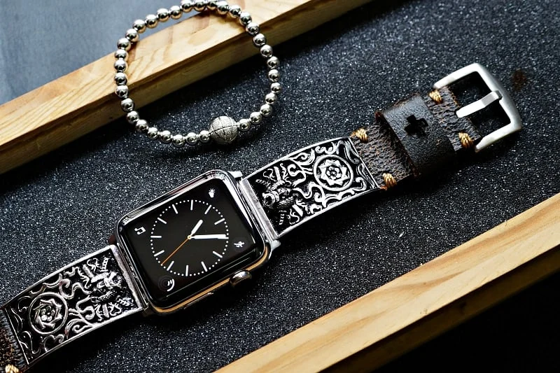 Samurai Sterlingsilber 925 Anhänger Apple-Watch-Armband ( 2-teilig) für Panerai oder Apple Watch Serie 1,2,3,4,5,6,7,SE – Bild 6