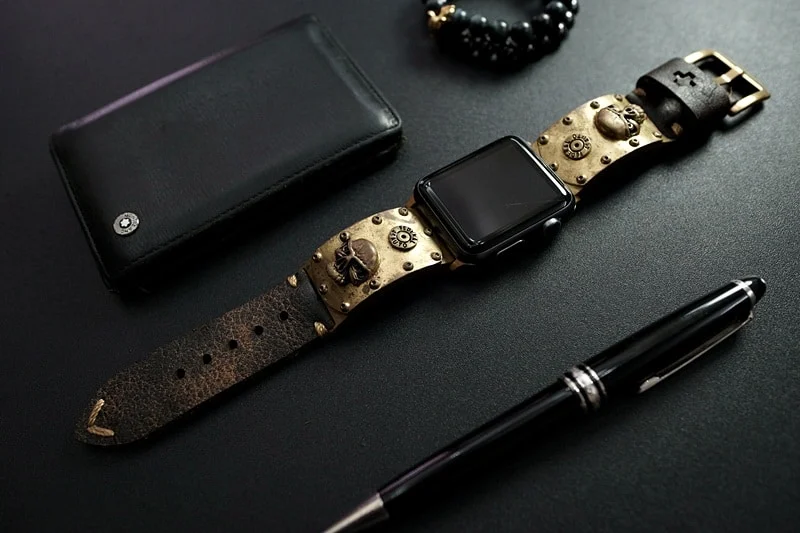 Bullets and Skull Yellow Bronze Pendants Strap ( 2pieces) for Panerai or Apple Watch 1 2 3