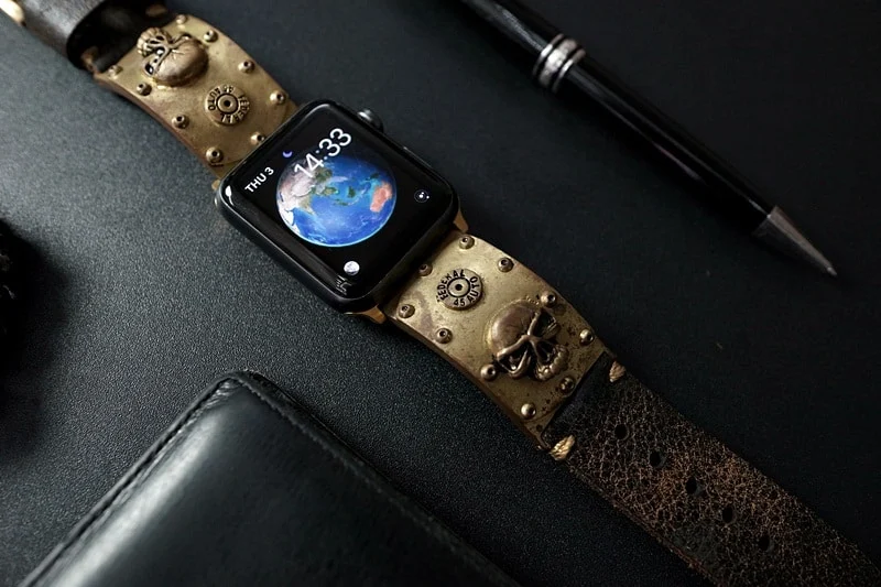 Bullets and Skull Yellow Bronze Pendants Strap ( 2pieces) for Panerai or Apple Watch 1 2 3 – image 4