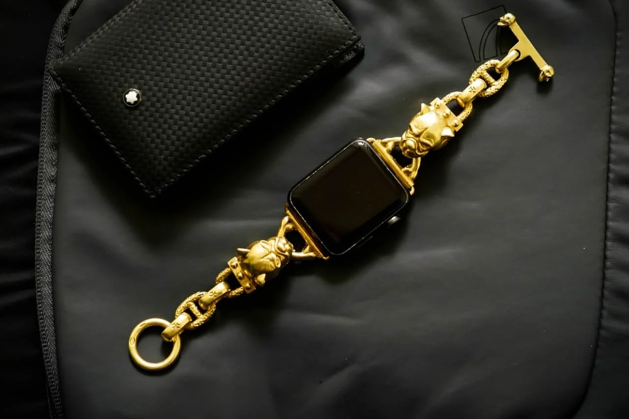 Yellow Bronze Bulldog Strap Bracelet Pendants Strap ( 2pieces) for Panerai, Seiko, Breitling or Apple Watch 1 2 3 4 5 6 SE. – image 6