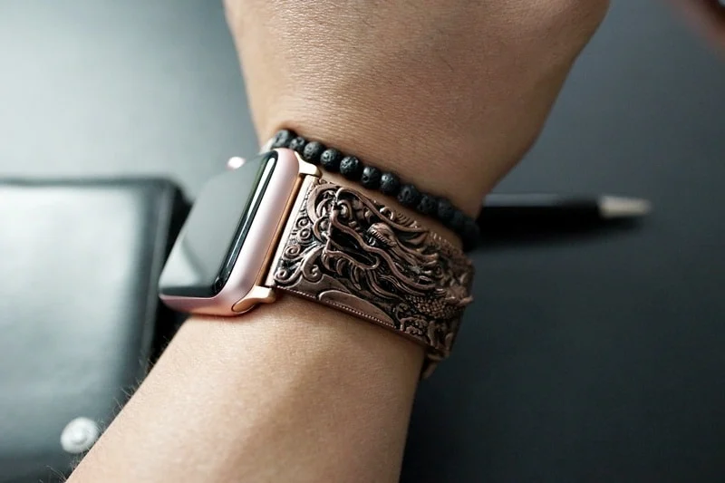 Dragon Special Edition Bracelet Pink Bronze Pendants Apple Watch Strap Band ( 2pieces) for Panerai or Apple Watch Series 1,2,3,4,5,6,7,8, SE, Ultra – image 5