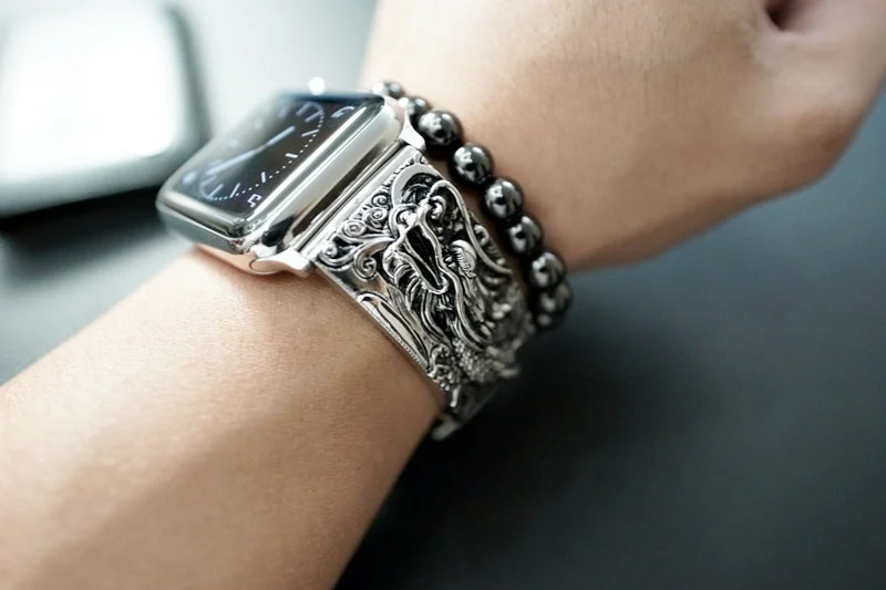 Dragon Special Edition Bracelet Sterling Silver 925 Pendants Apple Watch Strap Band ( 2pieces) for Panerai or Apple Watch Series 1,2,3,4,5,6,7,8, SE, Ultra – image 3